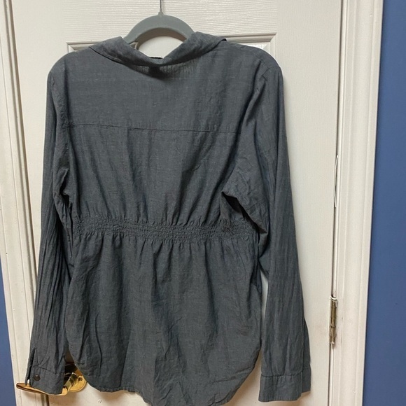 Copper Key Womens Gray Button Up Top Size xL Long Sleeve Cinch side and front - Picture 9 of 11